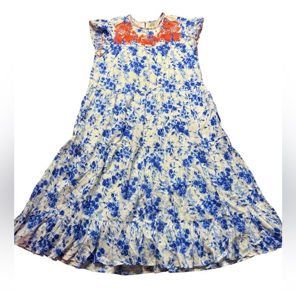 Sister Mary Blue and Red Floral Midi Dress S - Picture 4 of 9